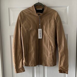 Bikkembergs Tan Leather Bomber Jacket